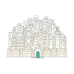 رسم لمدينة شبام التاريخية